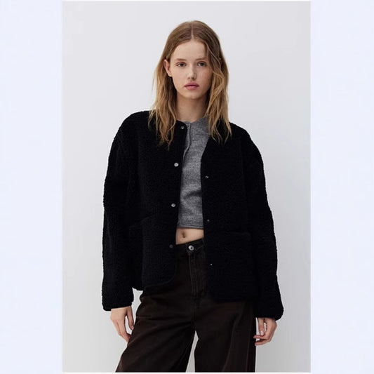 Women's Crew Neck Casual Comfortable Solid Color Coats