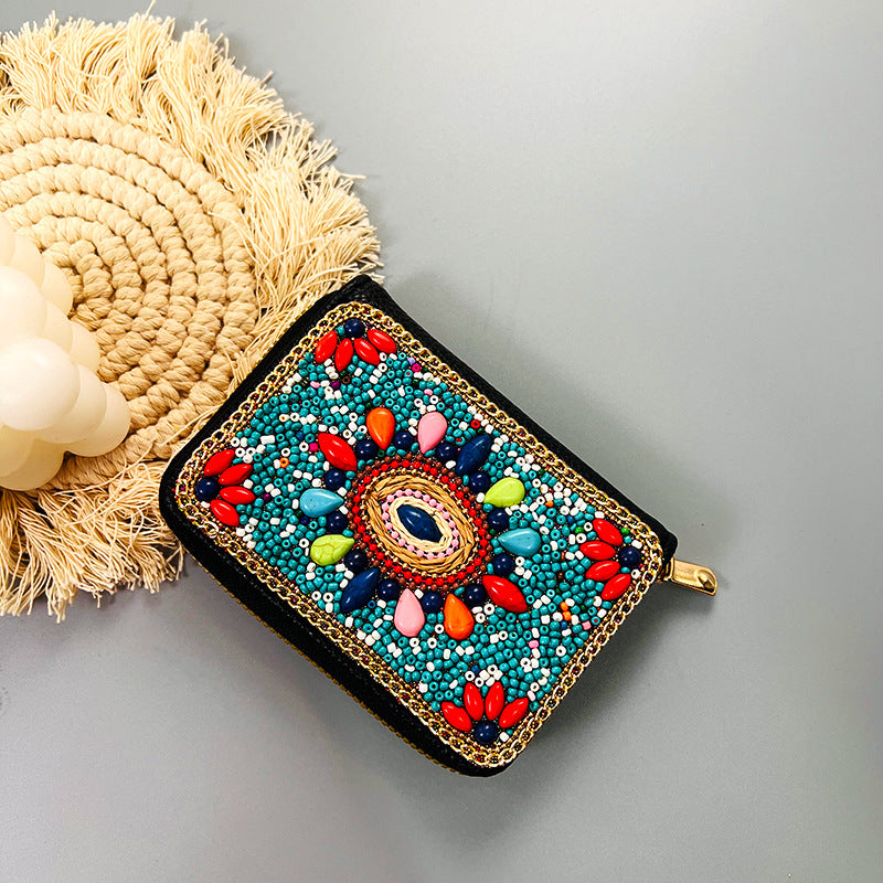 Ethnic Style Vintage Organ Handmade Bead Single Card Holder