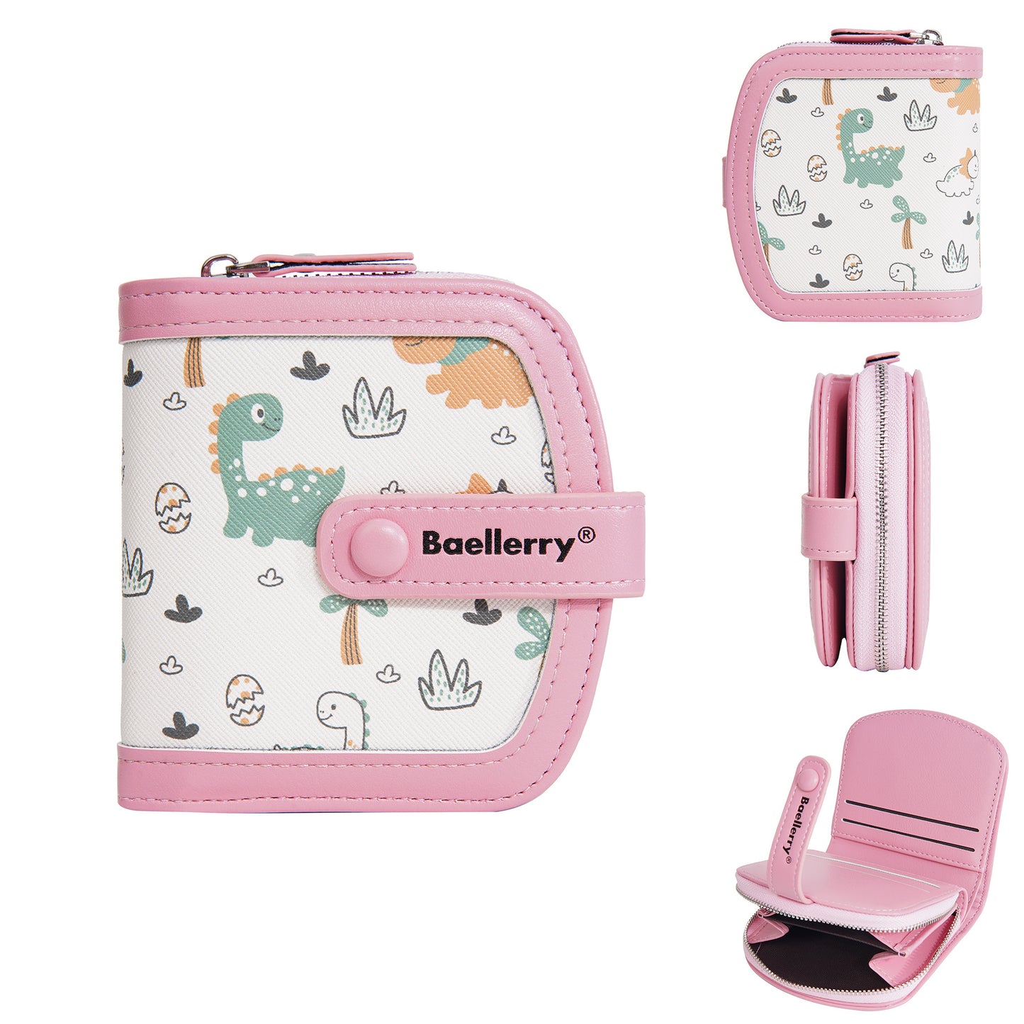 Women's Short Cute Cartoon Dinosaur Multiple Slots Ladies Wallets