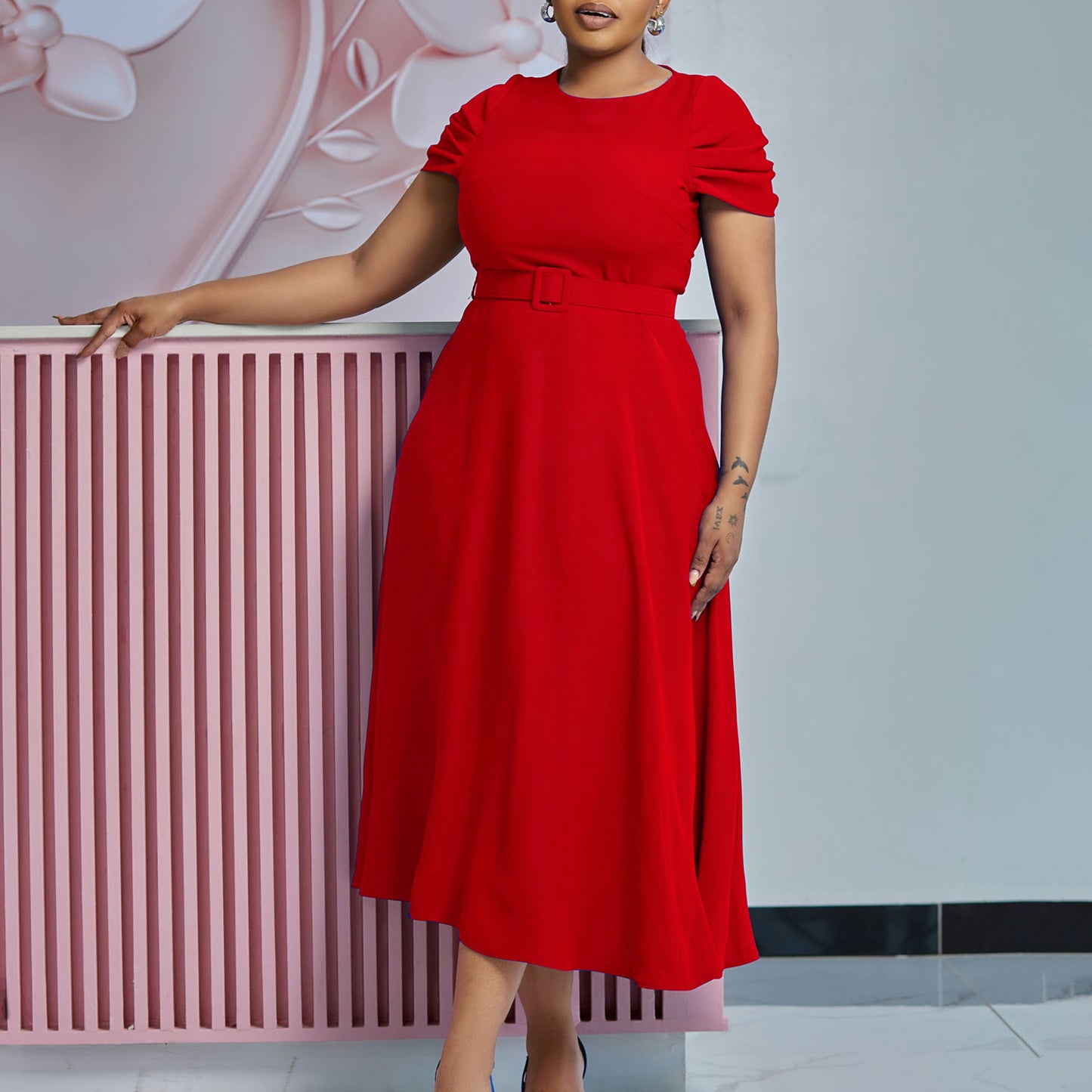 Women's Summer Fashion Temperament Elegant Sleeve Irregular Dress