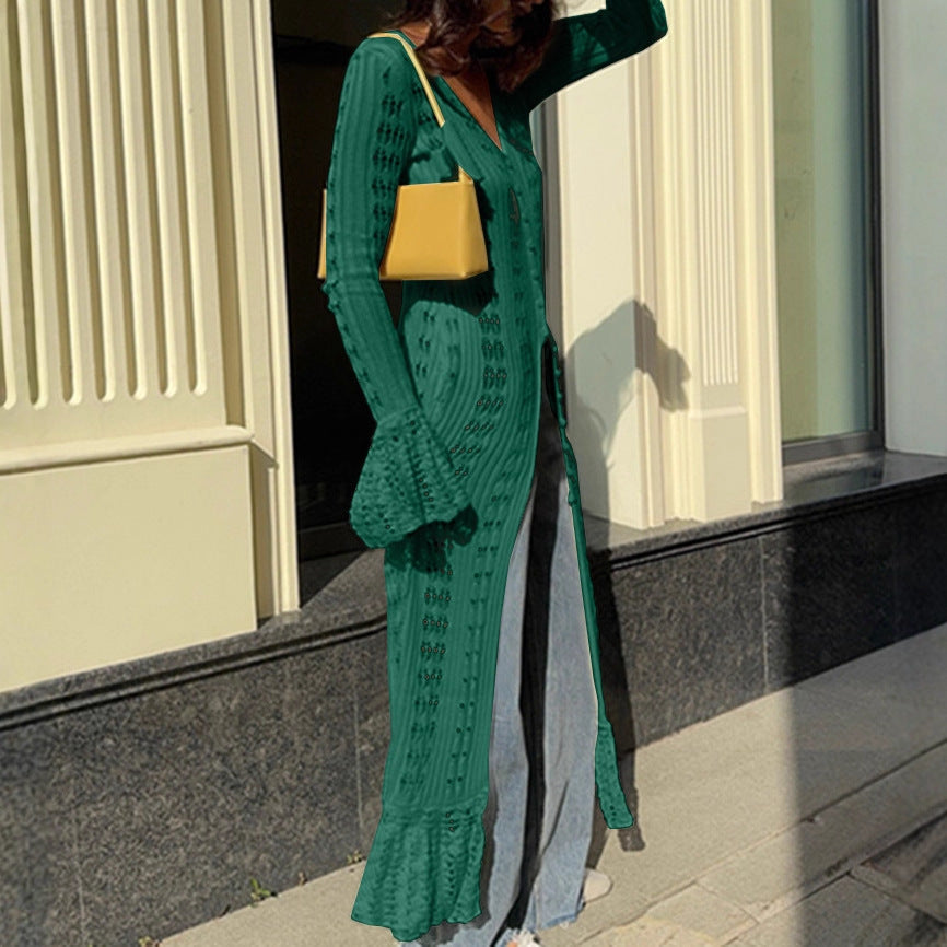 Women's Ruffled Idle Style Outer Flared Sleeve Coats