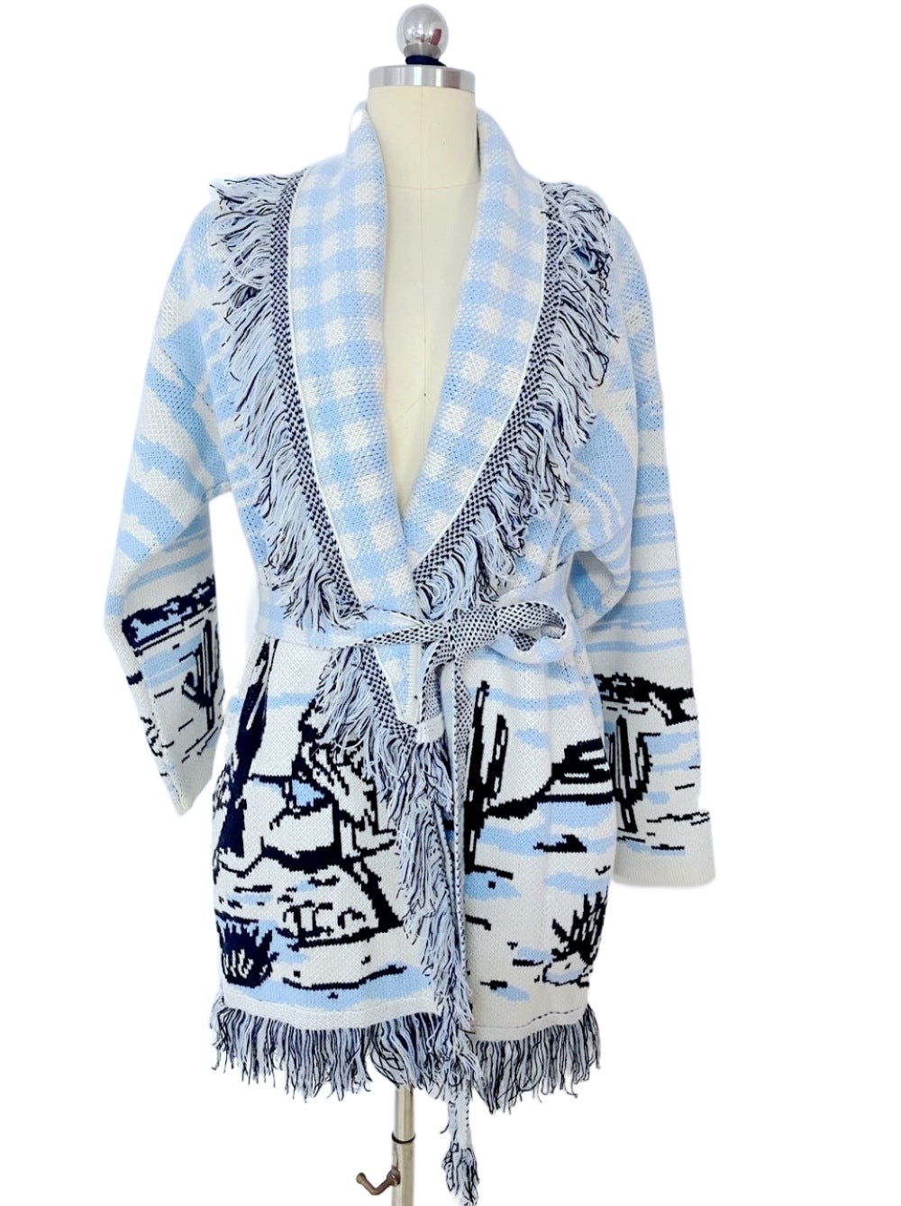 Cactus Jacquard Large Lapel Temperament Commute Sweaters