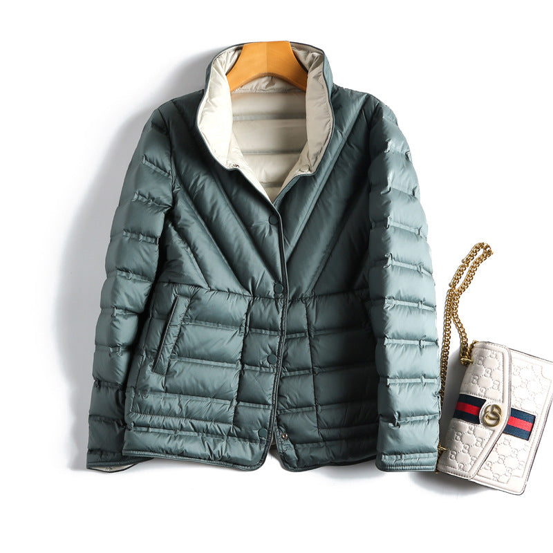Wear Lightweight Warm Adhesive Fashion Stand Collar Single-breasted Jackets