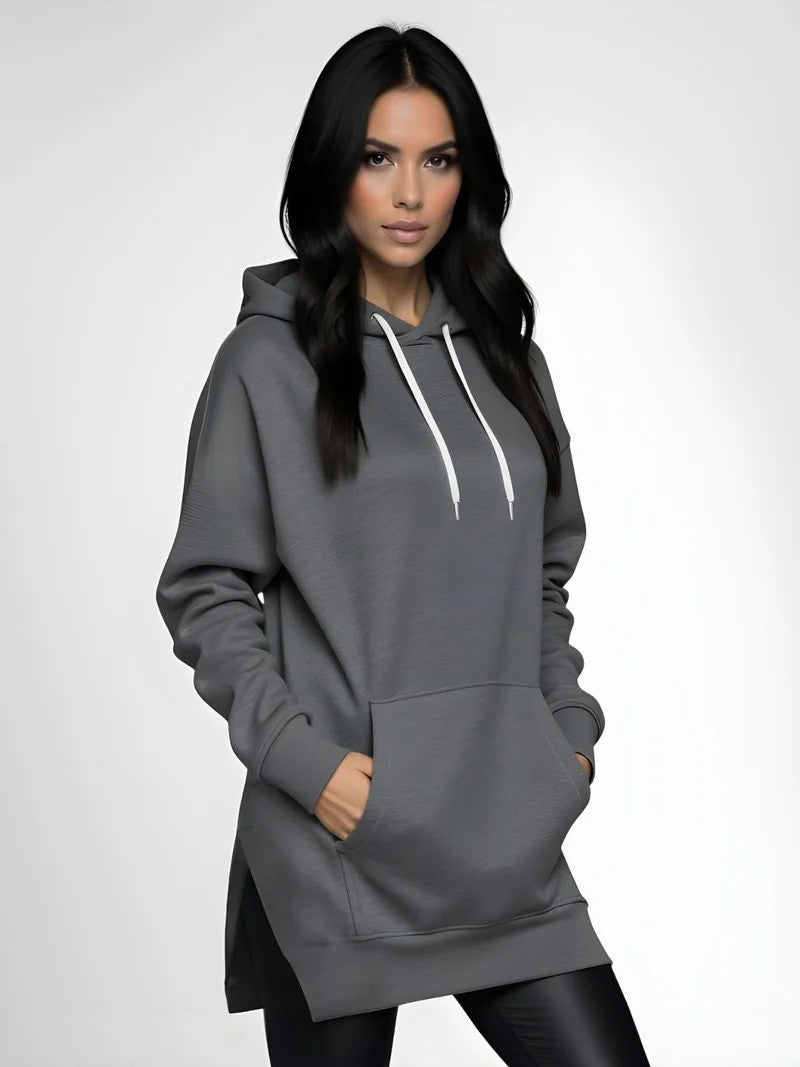 Women's Spring Solid Color Casual Hooded Rope Women's Sweater, Sweater