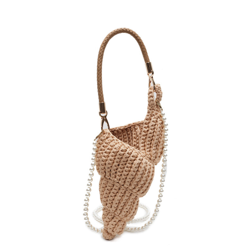 Women's Woven Seaside Conch Shell Strap Handbags