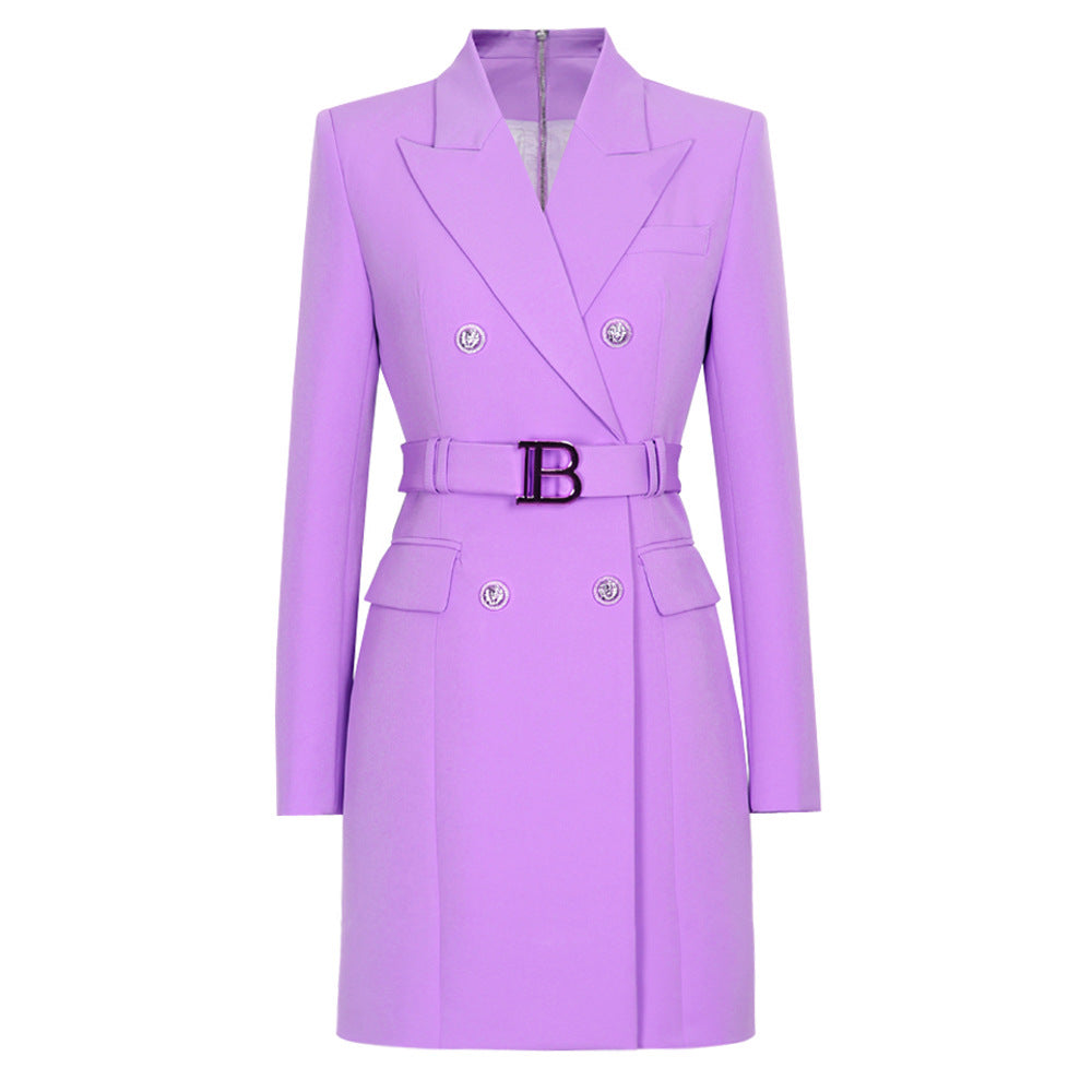 Women's Fashion Advanced Solid Color Belt Long Dresses