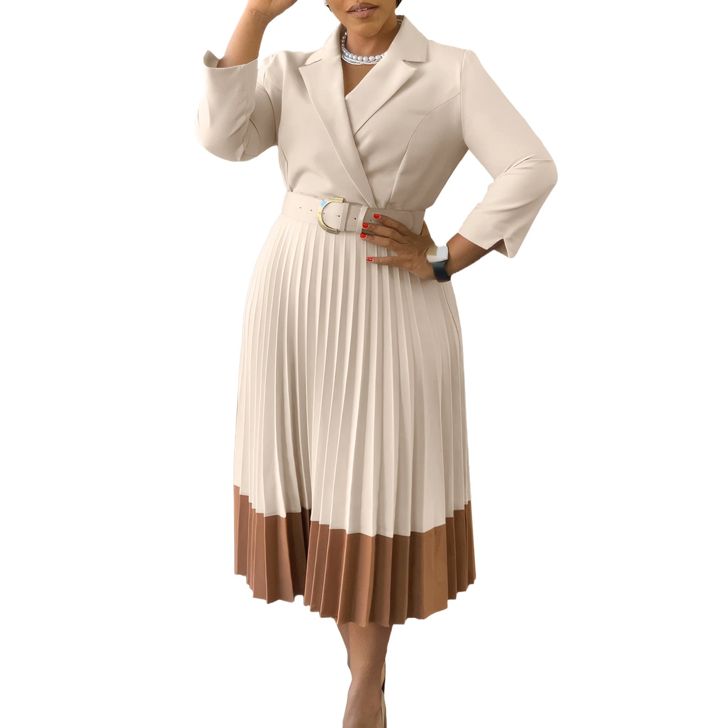 Women's Fashion Wear Collar Elegant Pleated African Dresses