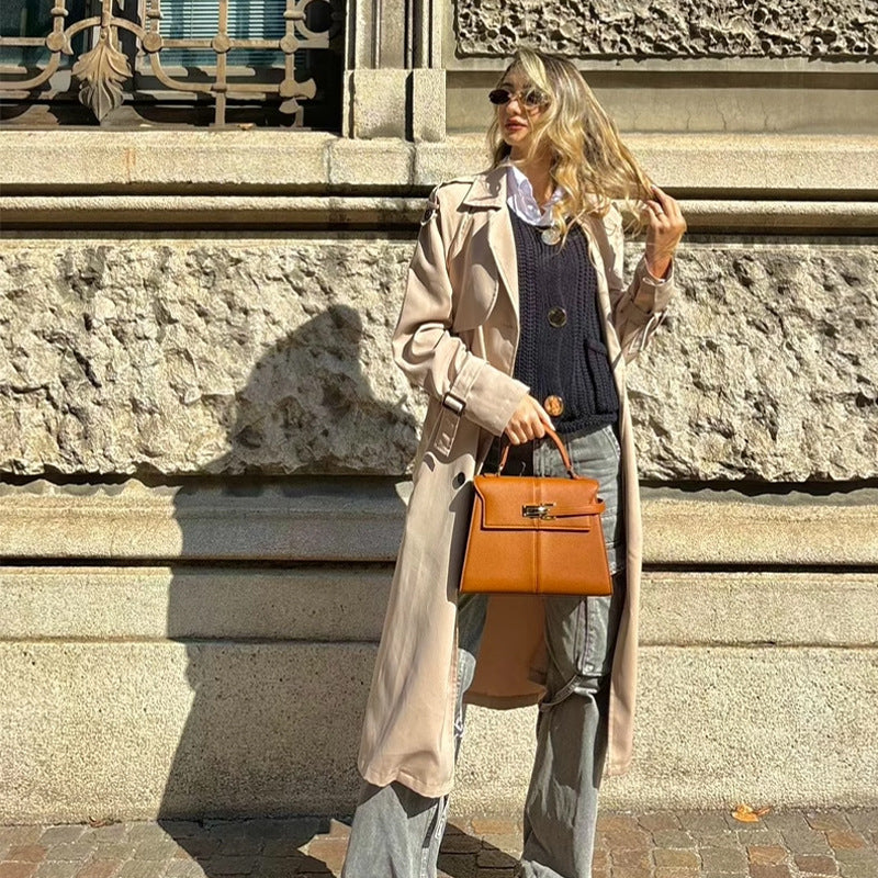 Women's Trapezoid Genuine Leather Advanced Fashion Hand Bags