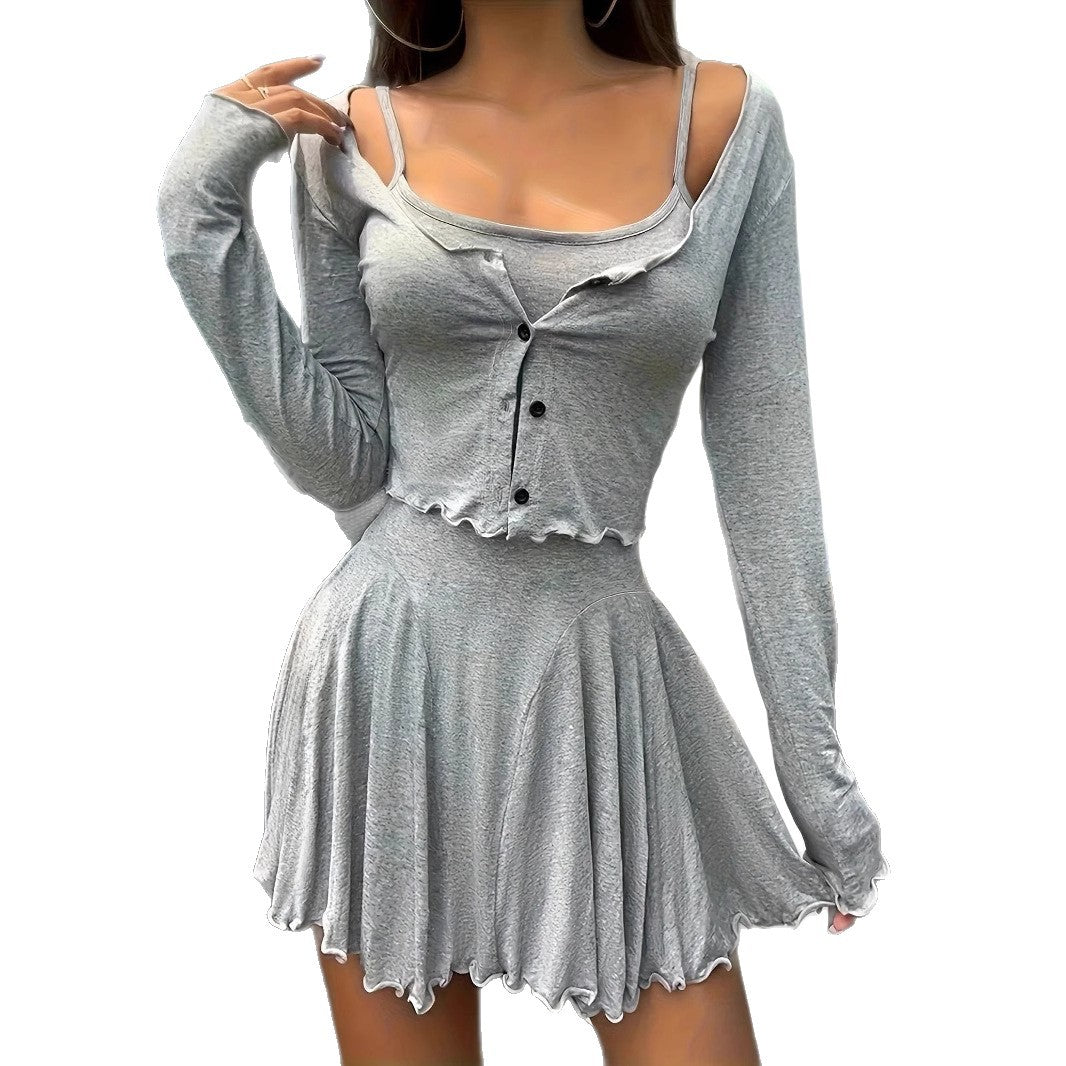Women's Sweet Hot Retro Simple Bandage Dress Summer Suspender Fashion Casual Suit