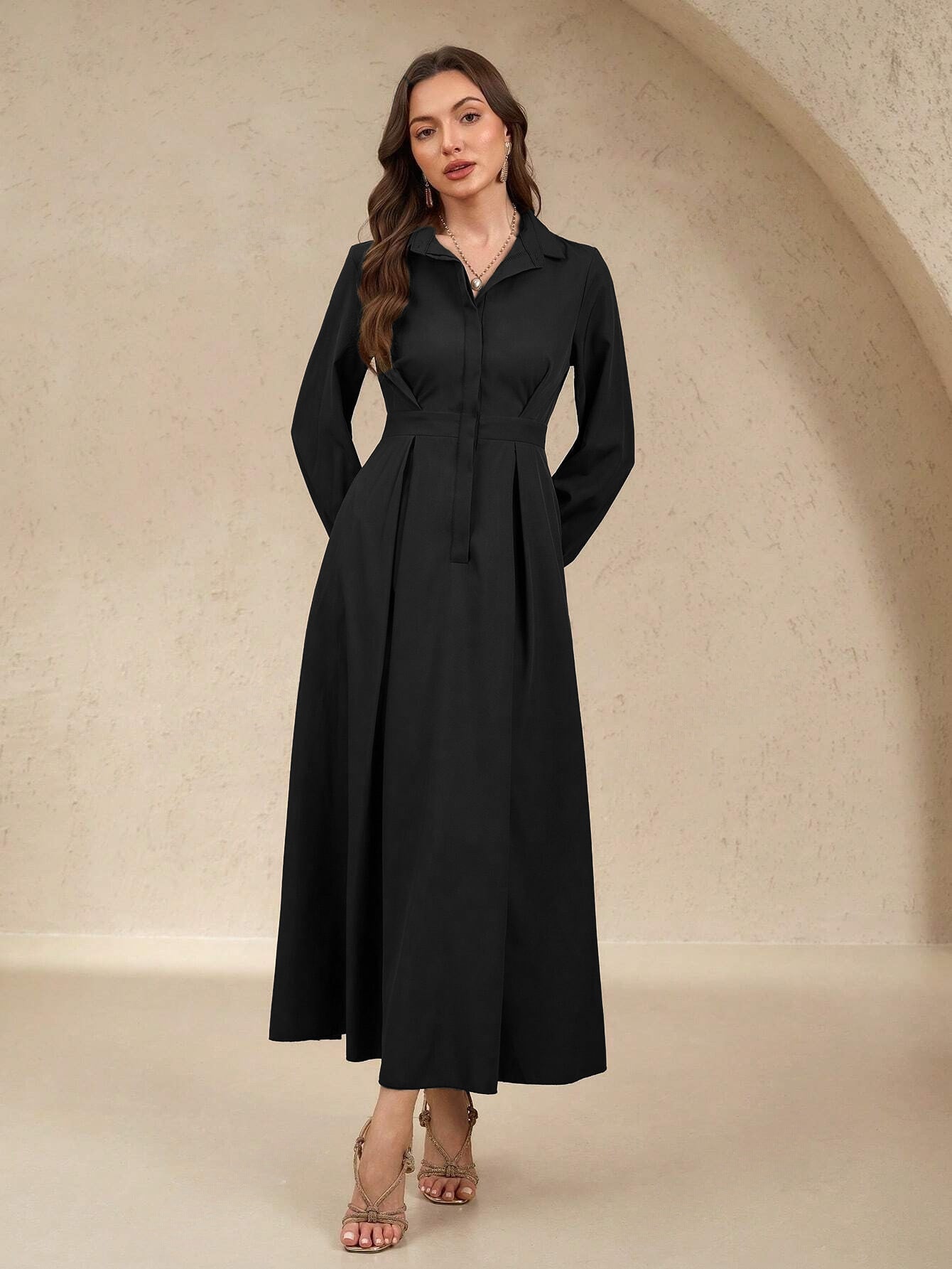 Women's Sleeve Fashion Elegant Big Hem Business Dress