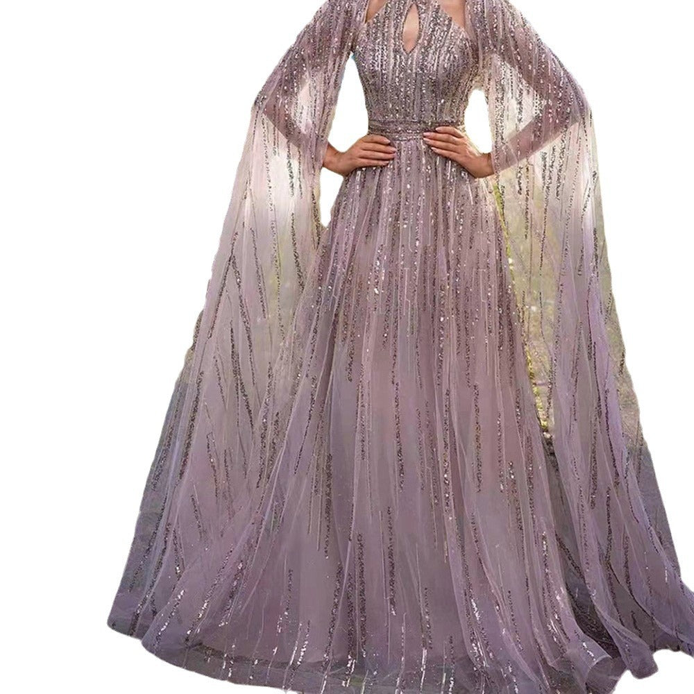 Women's Temperament Mesh Long Dress Tassel Sequins Wedding Dresses