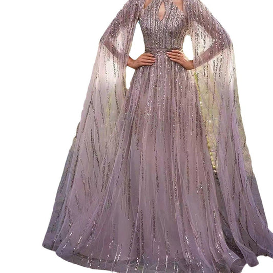 Women's Temperament Mesh Long Dress Tassel Sequins Wedding Dresses