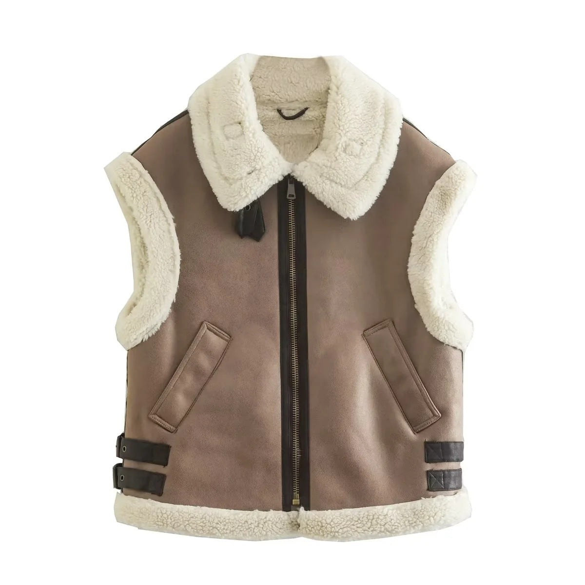 Women's Clothes Fur Integrated Fleece Stitching Sleeveless Vests