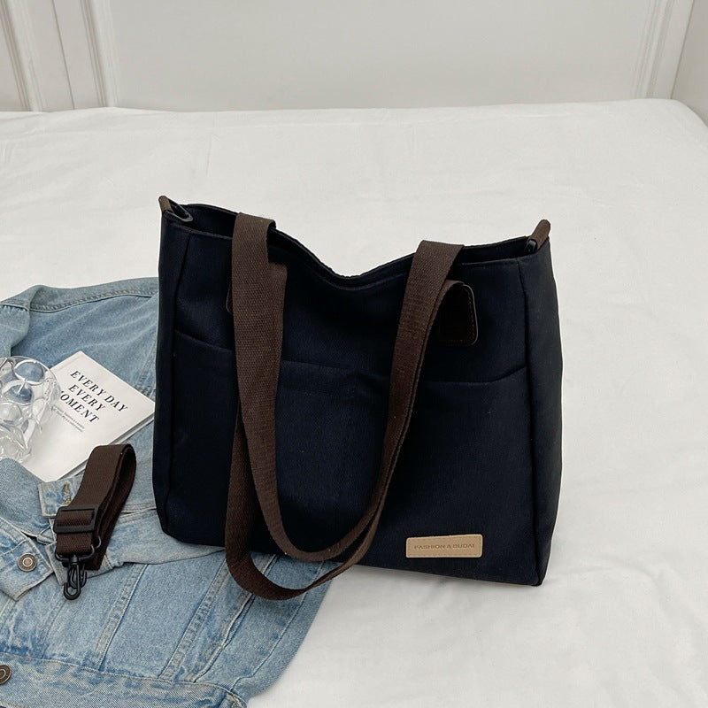 Women's Large Capacity Fashionable Simple Texture Class Tote Bags