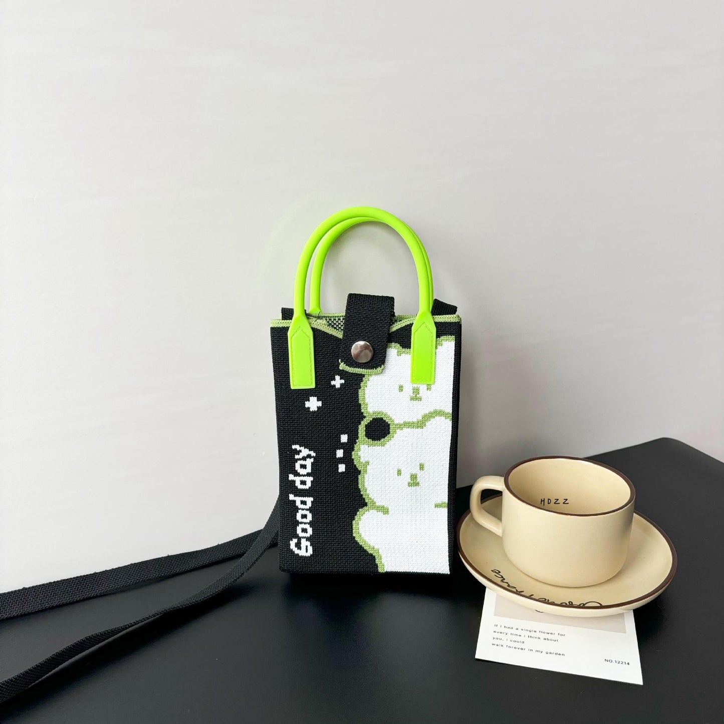 High Sense Mobile Cartoon Knitted Dopamine Bags