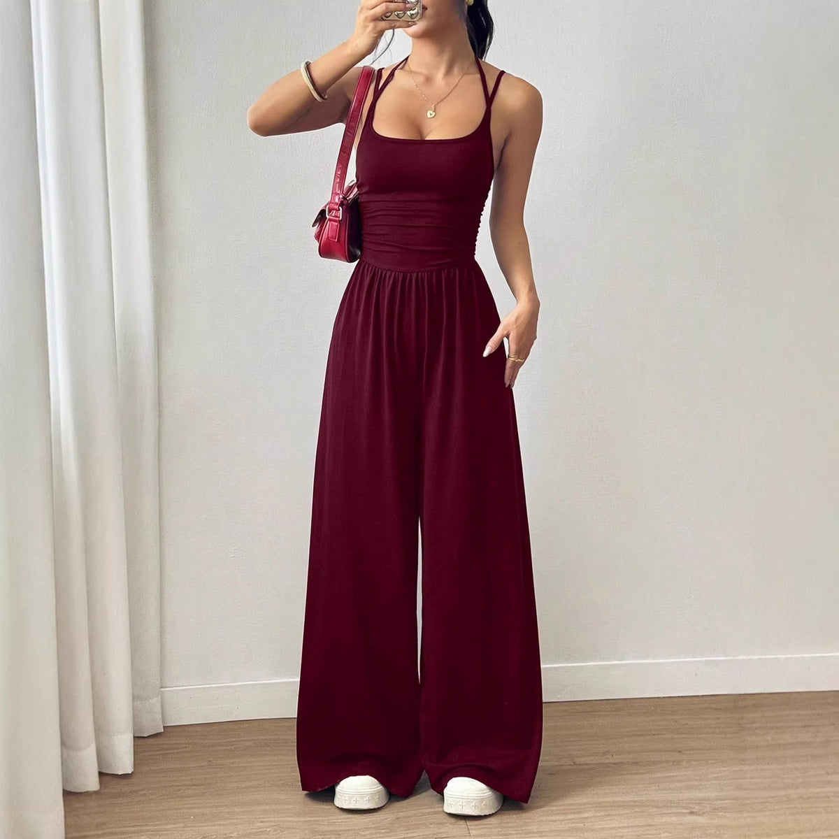 Women's Color Sling Casual Summer Wide Leg Women's Jumpsuit/clothing