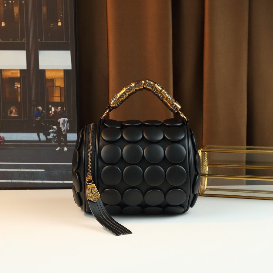 Women's Three-dimensional Polka Dot Decoration Round Handbags