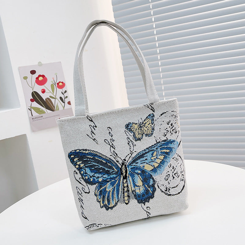 Ethnic Style Canvas Jacquard Embroidered Cartoon Handbags