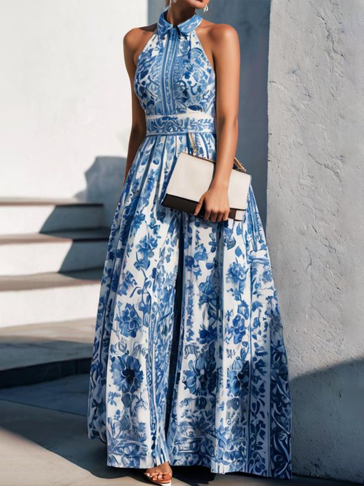 Stylish Women's Fashion Elegant Flowers Printed Dress