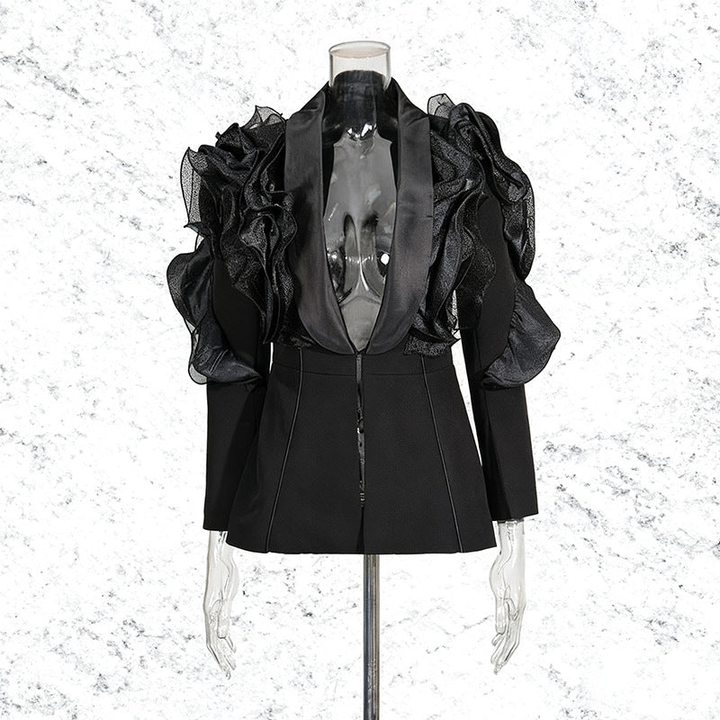 Women's Australian Show Sexy Small Three-dimensional Ruffled Stitching Blazers
