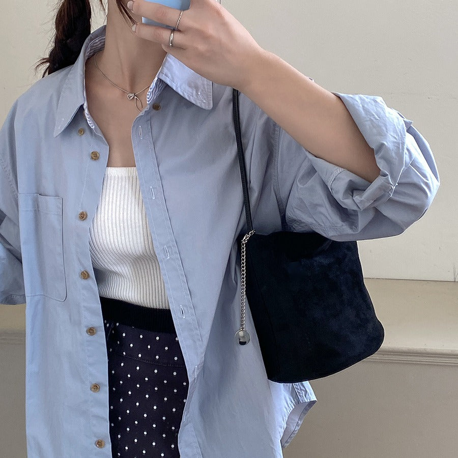 Women's Fashionable Korean Style Cylinder Retro Commuter Handbags