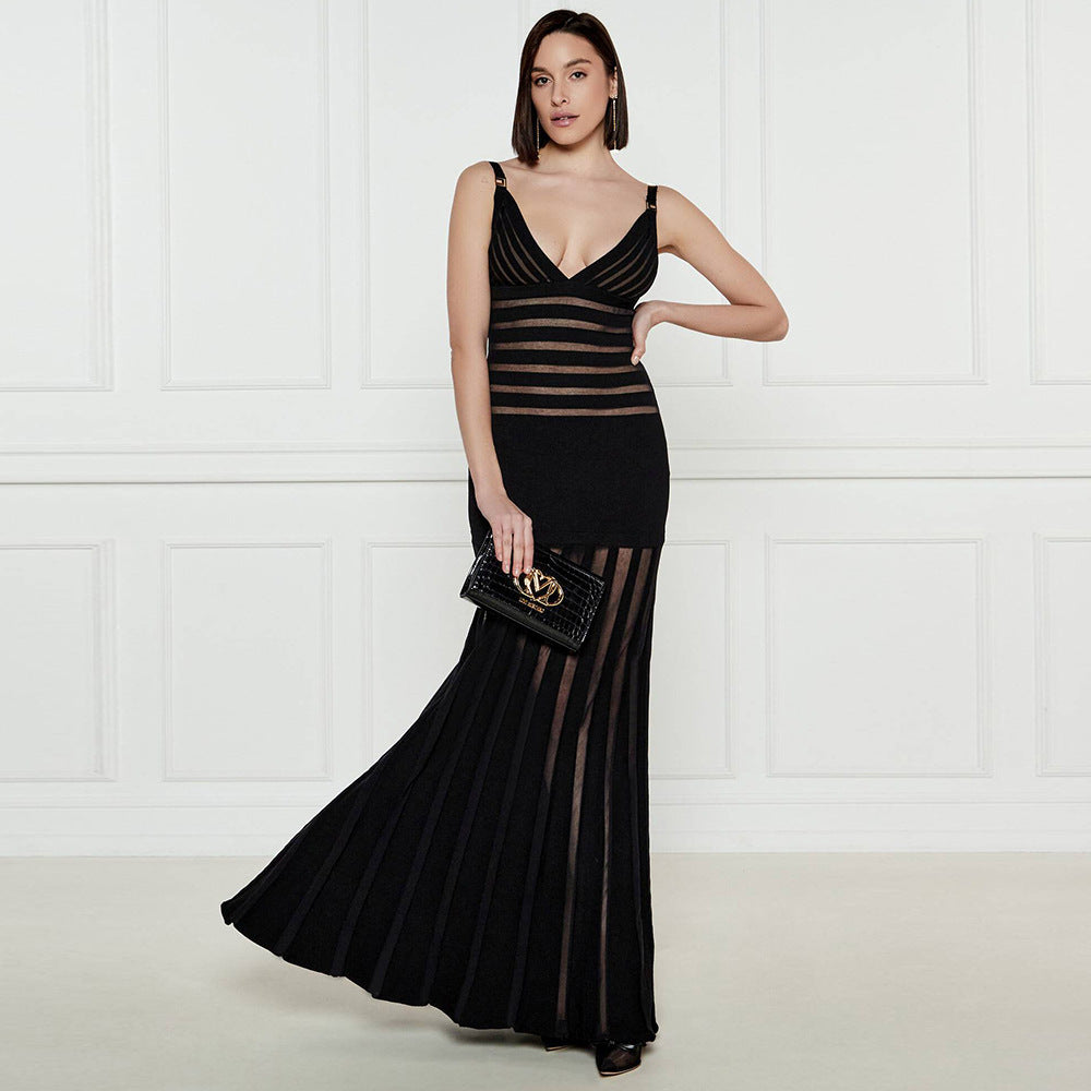 Fashion Deep Backless Nightclub Party Long Dresses