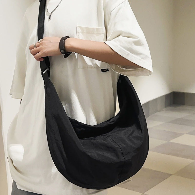 Men's Large Capacity Black Dumpling Fashion Cloth Men's Shoulder Bags