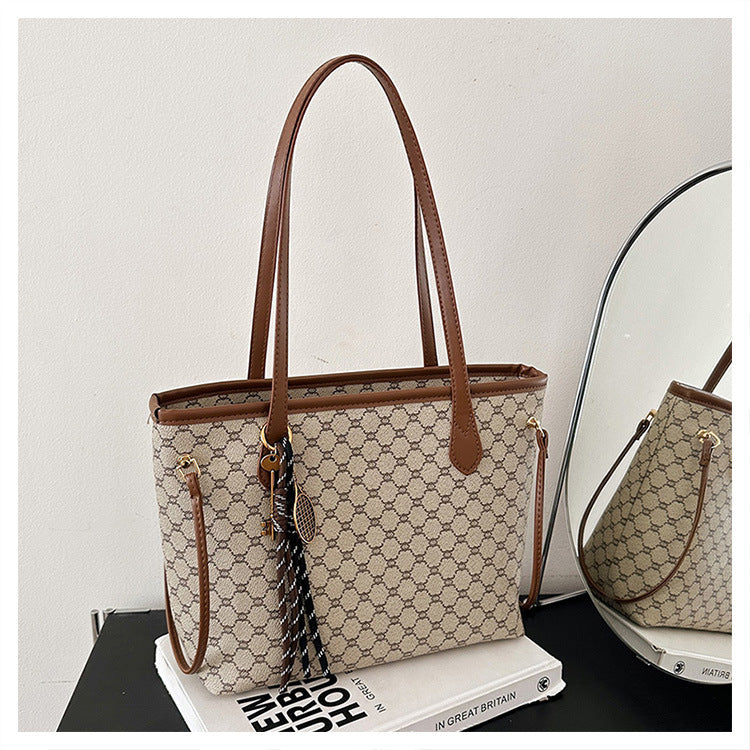 Women's Soft Leather Geometric Pattern Large Capacity Tote Bags