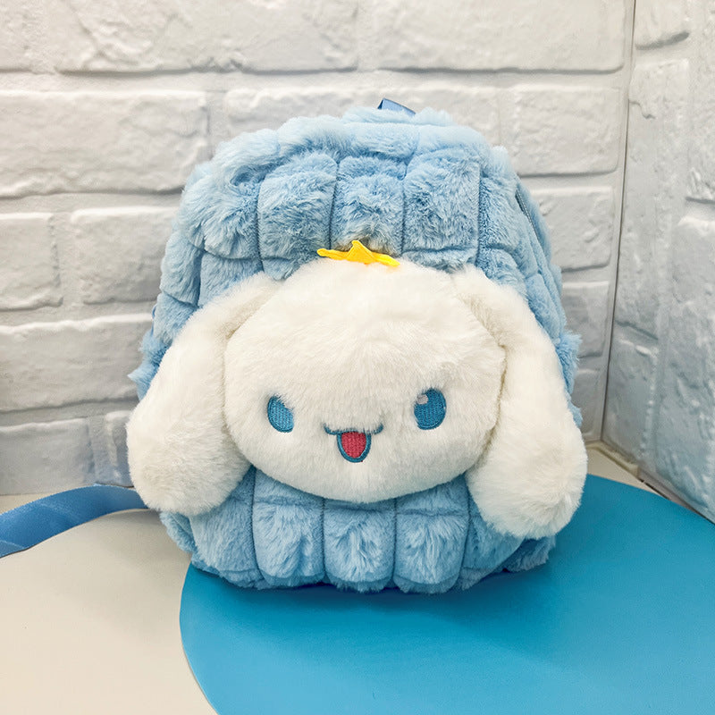 Plush Cartoon Plaid Cute Doll Clow Middle School Students' Schoolbags