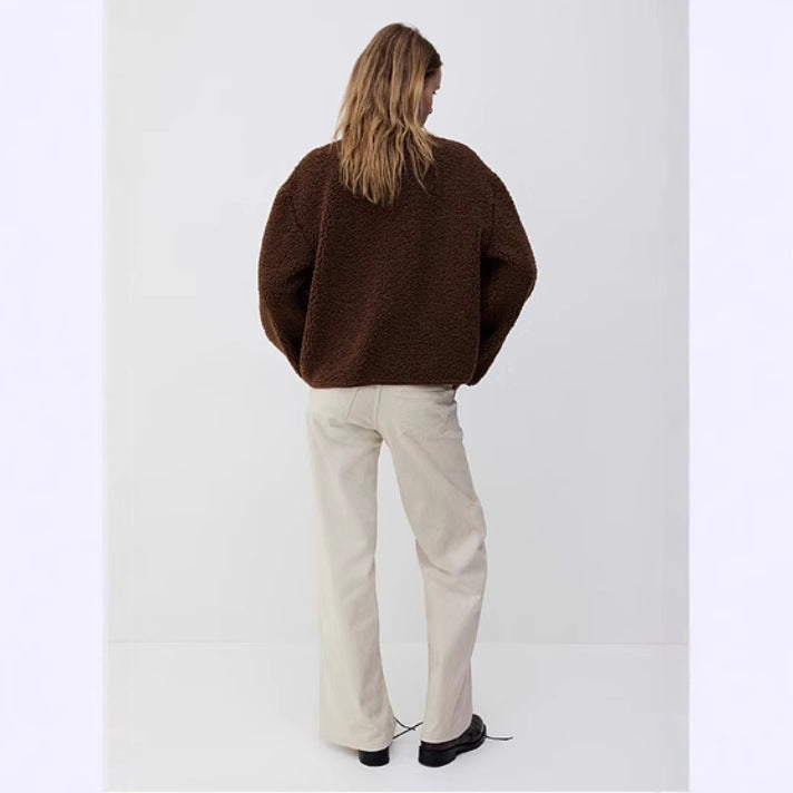 Women's Crew Neck Casual Comfortable Solid Color Coats