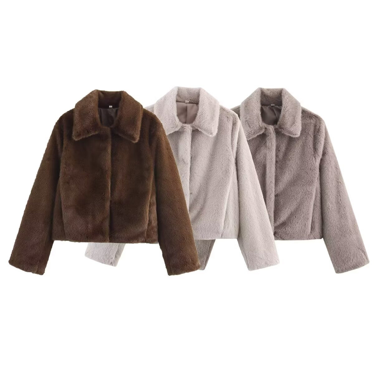 Women's Street Fashion Temperament Lapel Brown Jackets