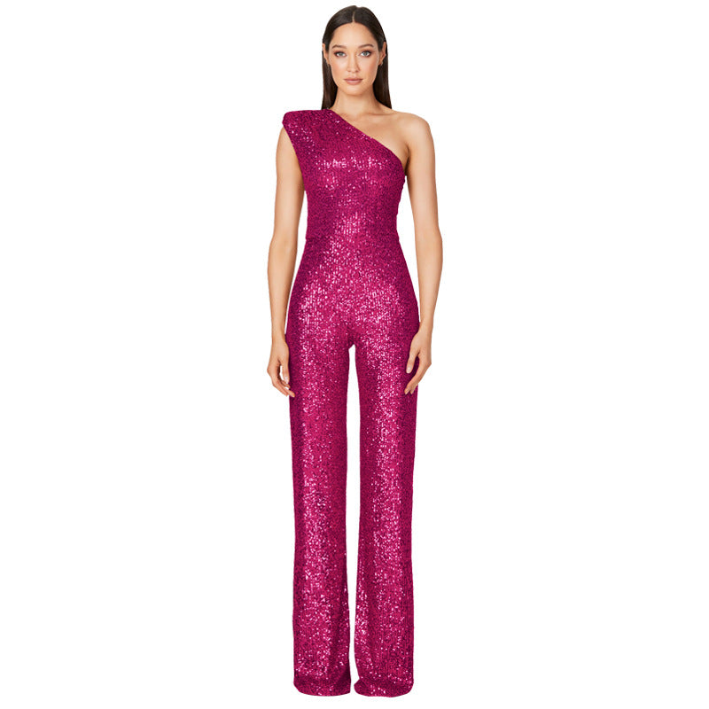 Women's Beautiful Popular Summer Sleeveless Sequined Jumpsuits