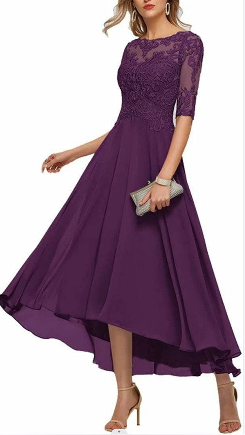 Elegant Graceful Lace Applique Half Sleeve Formal Wedding Dresses