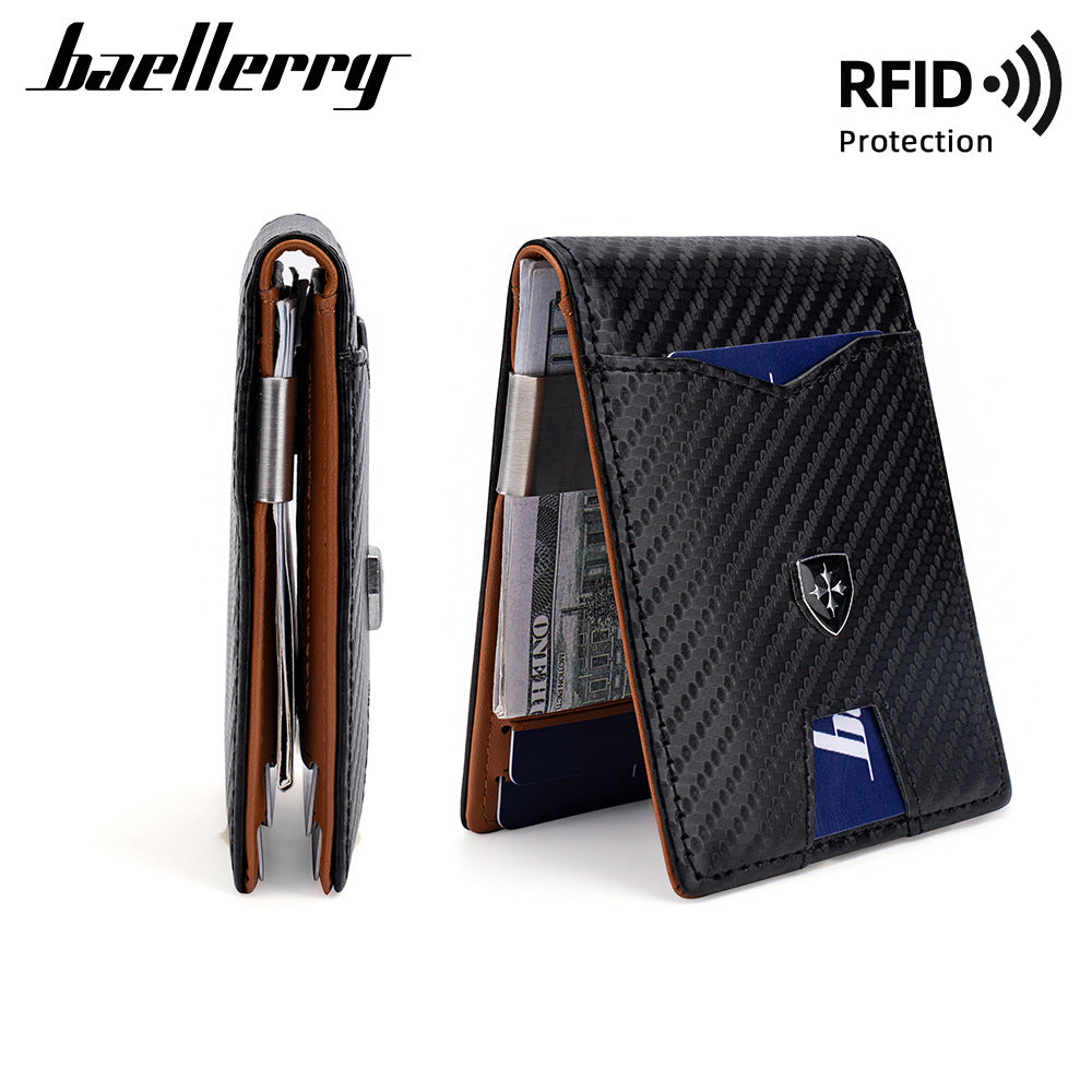 Men's Carbon Fiber Simple Gold Thin Fashion Card Holder
