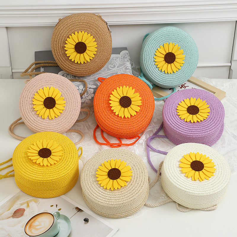 Summer Seaside Flower Straw Hand-woven Female Phone Bags