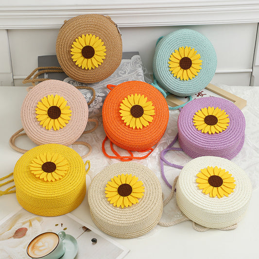 Summer Seaside Flower Straw Hand-woven Female Phone Bags