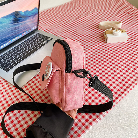 Women's Canvas Fashionable Korean Style Mobile Vintage Shoulder Bags