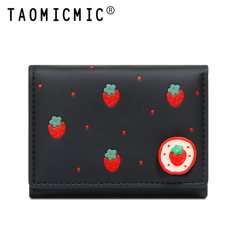 Women's Fresh Short Three Fold Love Fruit Ladies Wallets