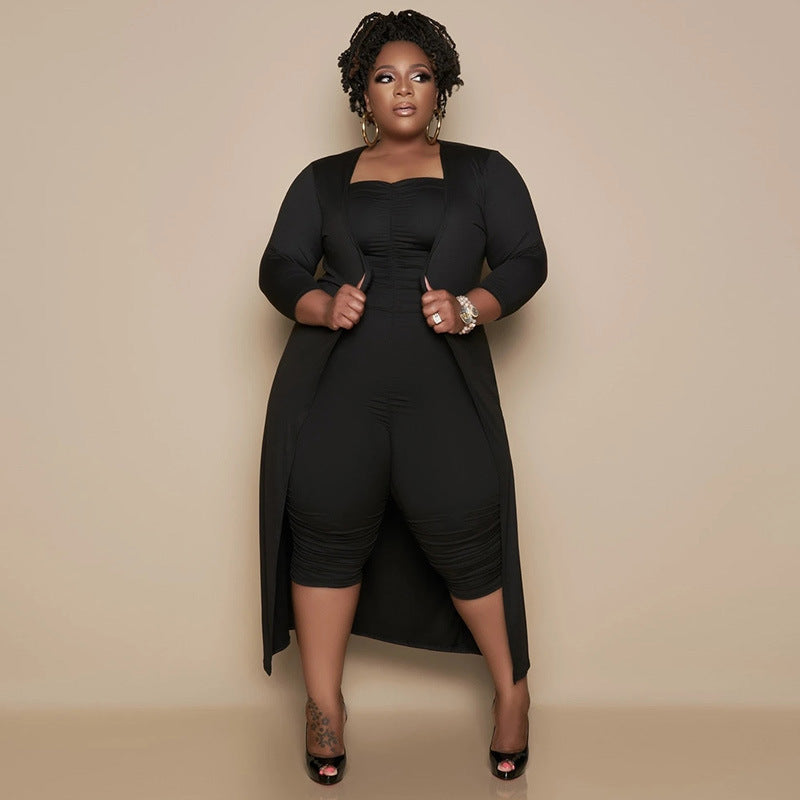 Women's Spring Fat Fashion Two-piece Hip Tight Suits