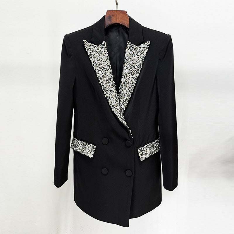 Trendy Handmade Gorgeous Beads Rhinestones Slim Fit Small Suit