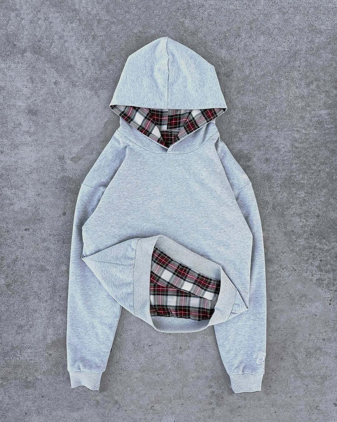 High Street Double-sided Retro Plaid Casual Hooded Long Sweaters