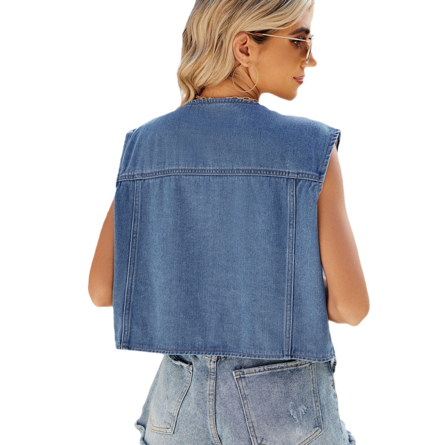 Durable Graceful Women's Summer Washed Denim Women's Vest