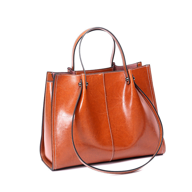 Capacity Portable Retro Commuter High-grade Oil Tote Bags