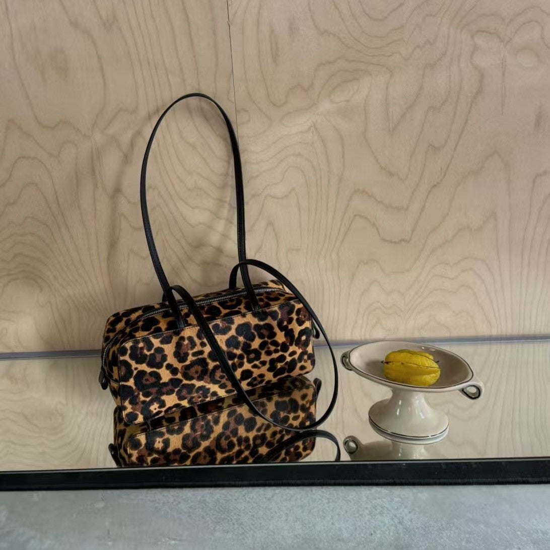 Leopard Print High-grade Portable Underarm Large Capacity Small Square Bags