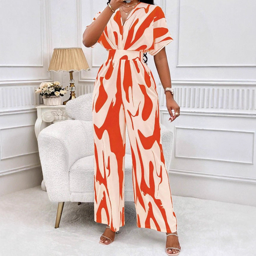Graceful Durable Women's Sleeve Printed Fashion Jumpsuits