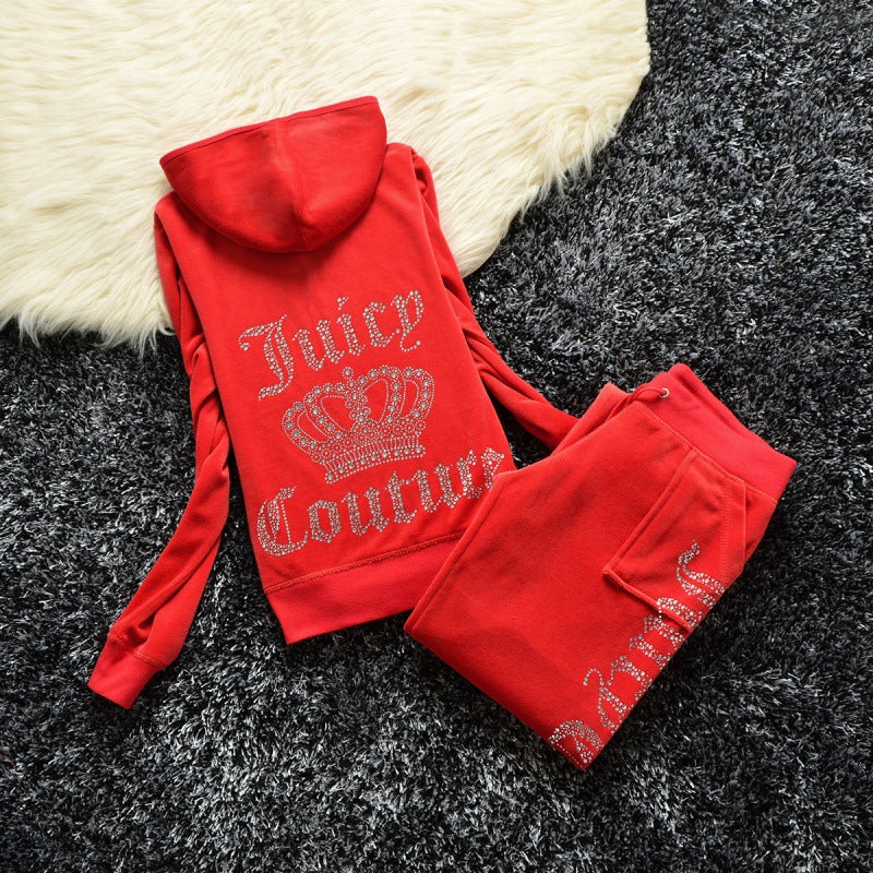 Women's Silk Veet Crown Hot Drilling Lettered Coats