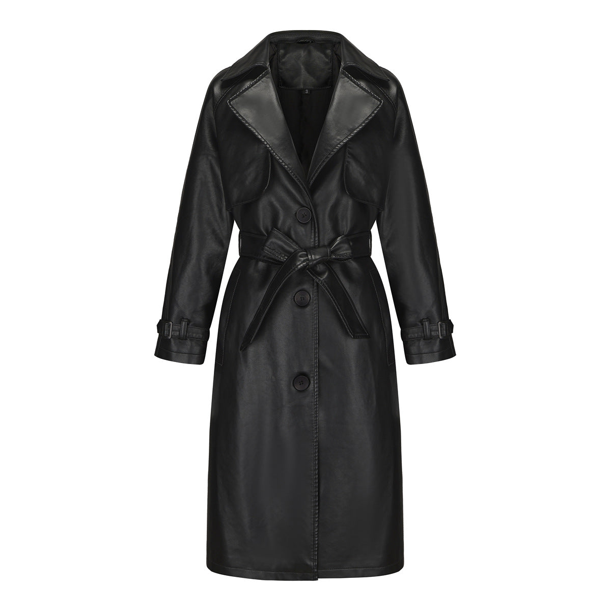 Women's Trench Long Loose Leather Classic Turn-down Jackets