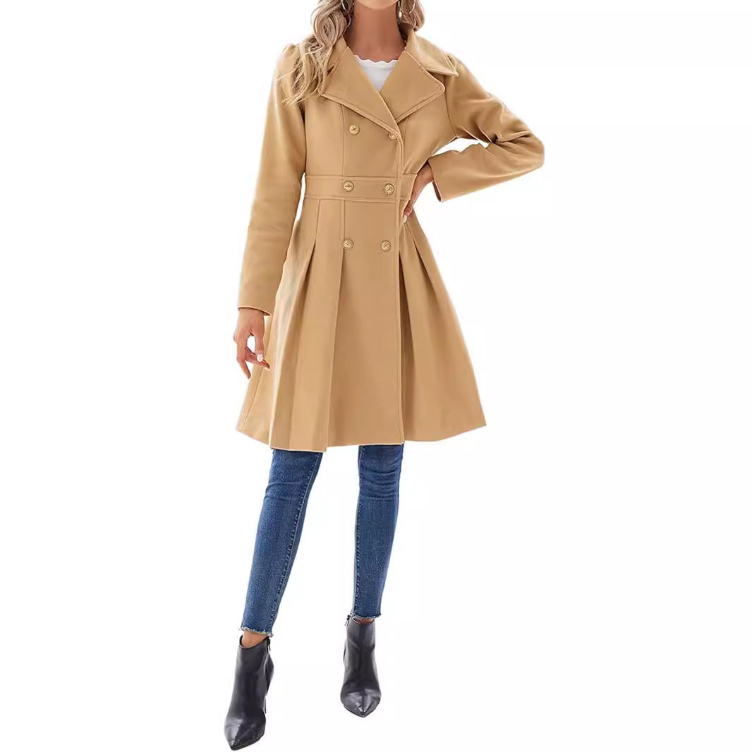 Women's Selected Trench Lapel Double Overcoat With Coats