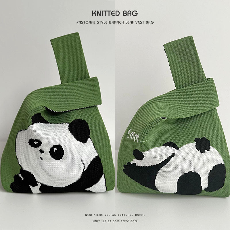 Pretty Knitted Cartoon Panda Lovely Gift Handbags