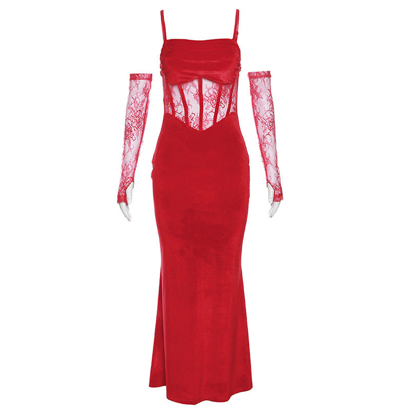 Women's Solid Color High Waist Fashion Strap Dresses